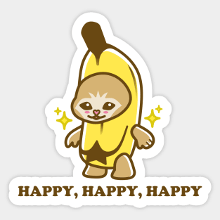 Happy, Happy, Happy Banana Cat - Cute Cartoon Sticker